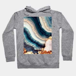 Geode Blue Mineral and Gold Texture Hoodie